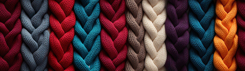 Close-Up Of Colored Fabric Weaving. Generative AI