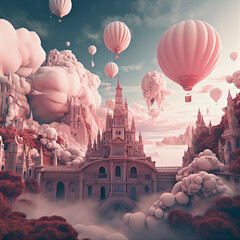 lavender cloud cityscape, generative ai