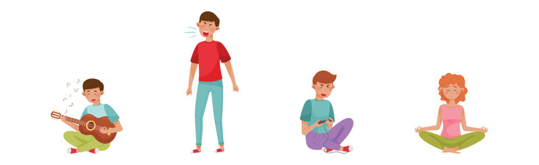 People Characters Relieve Stress and Relax Vector Set