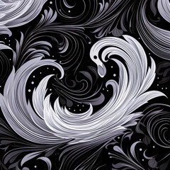 Fototapeta premium A beautiful swan in a seamless nature-inspired pattern perfect for elegant fashion illustration