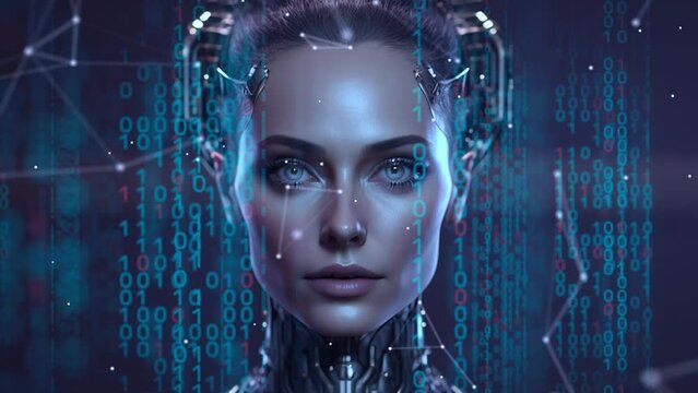 Robot woman background. Created with generative Ai technology.