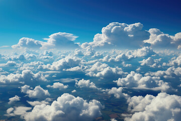 Naklejka na ściany i meble Sky's beauty from above. Aerial perspective. Cloud cover above. Heavenly view from the sky. 