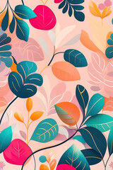 seamless flat pattern with flowers and foliage