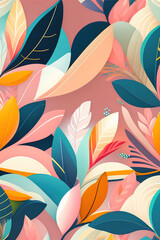 seamless flat pattern with flowers and foliage