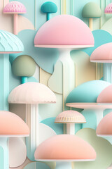 seamless flat pattern with mushrooms