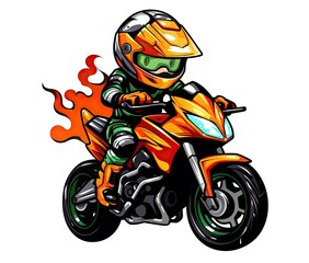 a person riding a motorcycle with flames coming out of it.  generative ai