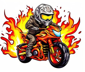  a person riding a motorcycle on a fire trail with a helmet on.  generative ai