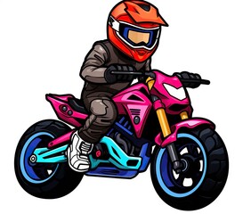  a kid on a pink dirt bike on a white background.  generative ai