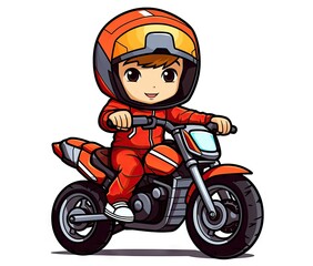  a person in a red suit and helmet riding a motorcycle.  generative ai