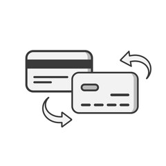 Credit Card Icon , two cards and arrow, transaction icon and illustration, card to card icon
