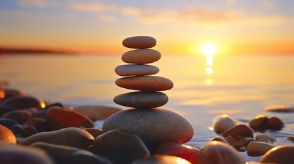 Rolgordijnen stones on the beach © muneer art
