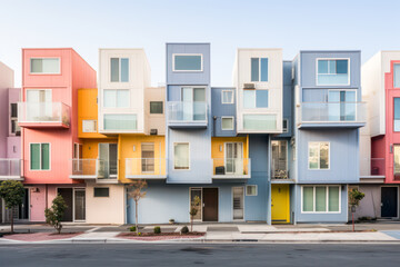 Modern row houses in different colors