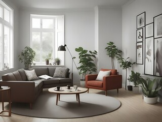 Scandinavian interior design of modern living room