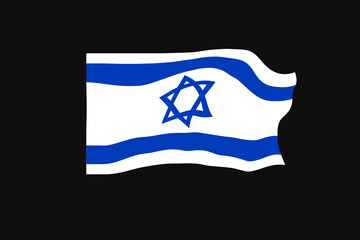 Israel flag on black wavy background