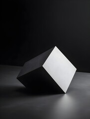 3D Cube. interior design. dark background.
