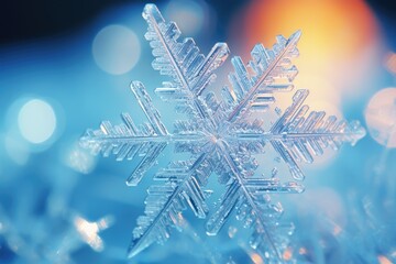 Macro texture of snowflake. Winter background, christmas greeting card idea