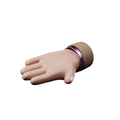 Hand of realistic 3d design in cartoon style. Transparent PNG