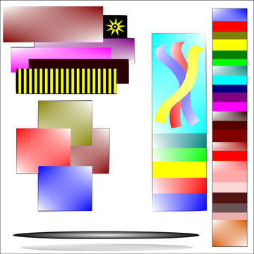 Sfondo calibrato multicolore con rettangoli, quadrati, ovali e linee sfumate