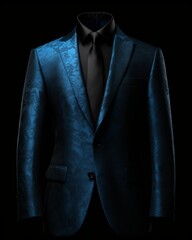 Elegant Blue Men's Suit Isolated on Black Background