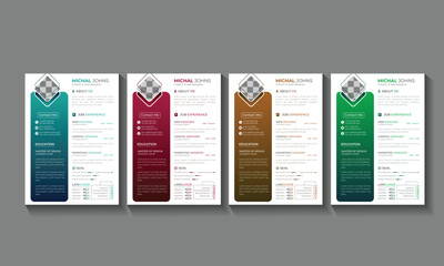 Creative and modern resume or cv template  for Business Job Applications, Minimalist resume cv template, Resume design template, cv design
