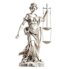 Statute of Themis the Greek Goddess of Justice on white background