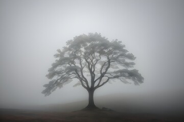 Amidst the Mist The Solitary Tree's Serenity - Generative AI Edition




