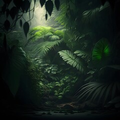 jungle background cinematic soft studio lighting backlighting dark background 