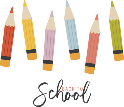 Pencils vector illustration, School vector, kids illustration, colored pencils isolated, baby element