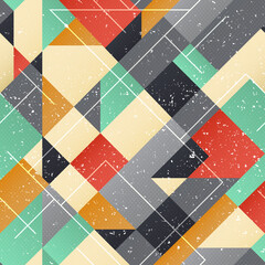 Vintage square seamless pattern with grunge effect