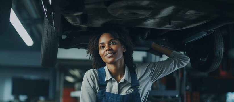 Young of a Woman Mechanic Working for a car service