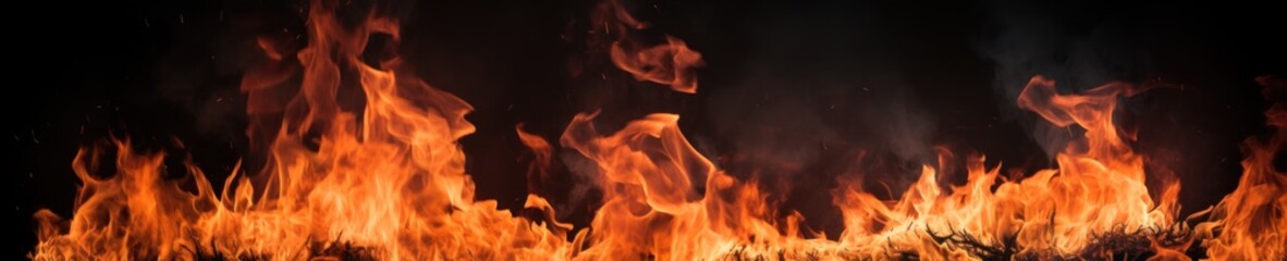 Fire flame burning black background