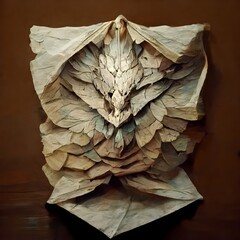 origami dragon hundres of folds ancient paper on a wooden table 8k 