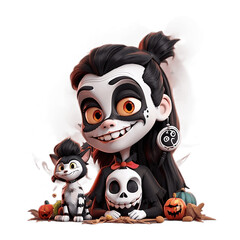 Fototapeta premium Cute Happy Halloween Hocus Pocus Png, funny spooky season halloween horror vibes trick or treat devil png for mug design