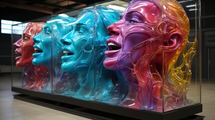 A Holographic sculpture with faces