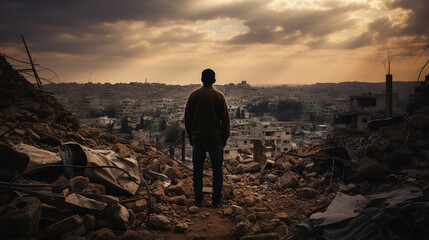 Silent Witness to Devastation: Overlooking a War-Torn City, generative ai