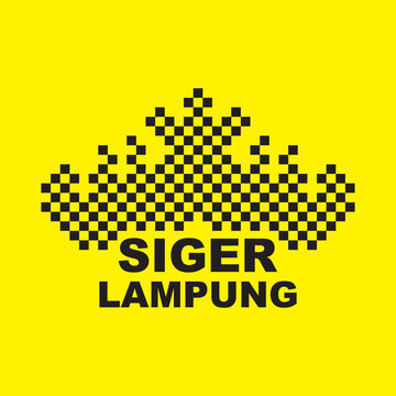 Vector dice form Siger Lampung, a Lampung landmark. geometric shapes on yellow background. Suitable for use with screen printing, prints, logos