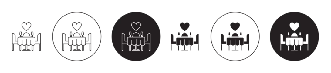 Keuken spatwand met foto Romantic dinner icon set. restaurant date dinner table vector symbol in black filled and outlined style. © Gopal