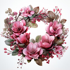 watercolor Valentines Day wreath clipart, Generative Ai