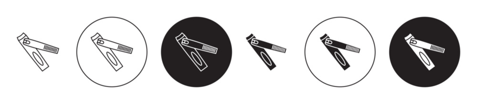 Clippers icon set. nail scissors vector symbol. fingernail cutter sign in black filled and outlined style.