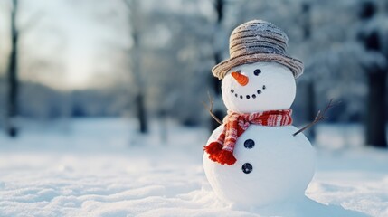 Fototapeta premium snowman in the snow