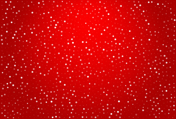Gray Snowfall Vector Red Background. Light Silver