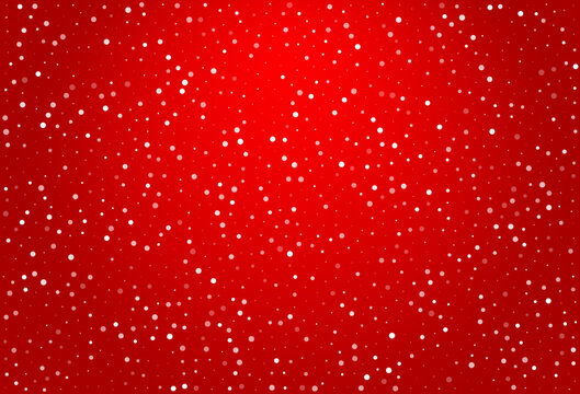 Gray Snowfall Vector Red Background. Light Silver