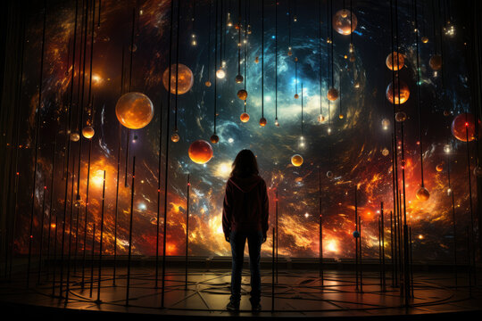 A cosmic tapestry where the vibrational frequencies of each universe give rise to diverse and extraordinary phenomena. Generative Ai. - Powered by Adobe