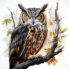 watercolor Owl clipart, Generative Ai