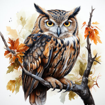 recommend clip art: watercolor Owl clipart, Generative Ai