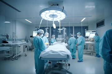 Obraz premium Photo of doctors performing surgery in a hospital operating room