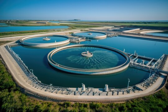 A bird's-eye view of a water treatment plant