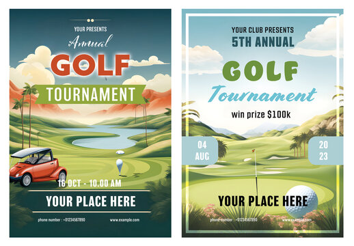 Two Golf Tournament Flyers. Ai Generative