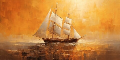 Sailboat Illustration in Oil Paint Style