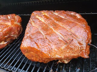Pork Shoulder, inside the smoker, 